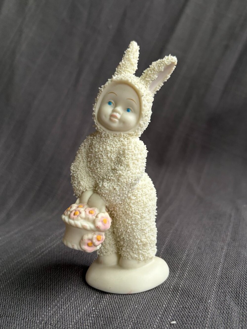 Dept 56 Snowbunnies Figurine with Easter Basket & flowers